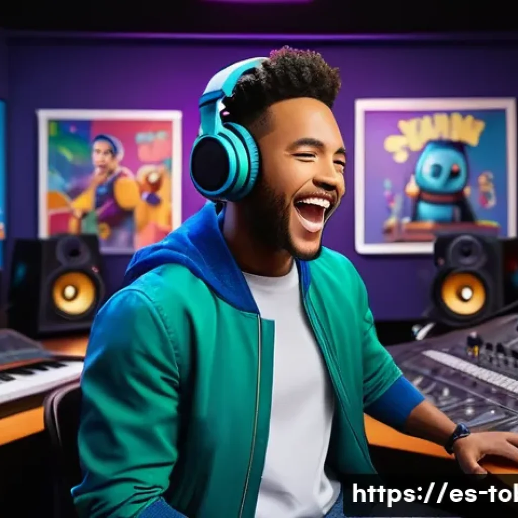 또봇 OST 가수 소개 - A vibrant studio scene featuring a male singer with a clear, energetic voice recording songs for a c...