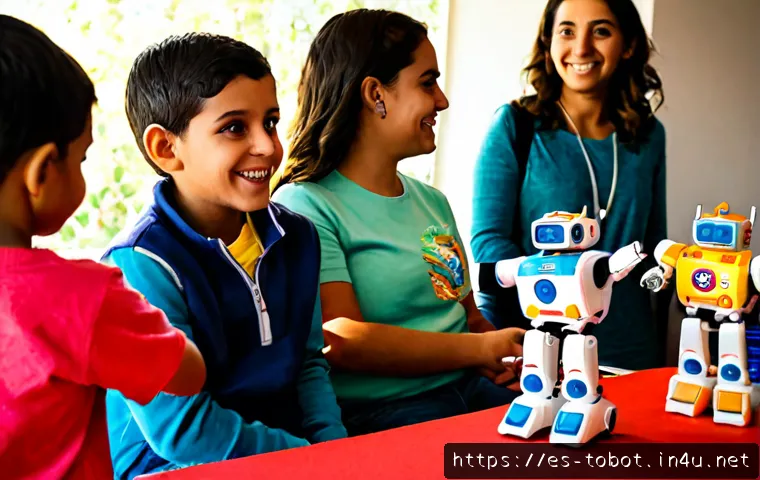 Home 17 또봇의 주요 팬층 문화 - Photorealistic family-friendly scene of Spanish-speaking children and parents at a colorful communit...